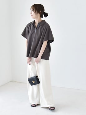 「スキッパーシャツ」｜穂坂さん（レディース・156cm）の春コーディネート