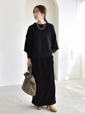 「quaranciel（カランシエル）のquaranciel: スクエアトゥ ローヒール ショート ブーツ（ブーツ）」を使った、穂坂さん（レディース・156cm）の秋コーディネート