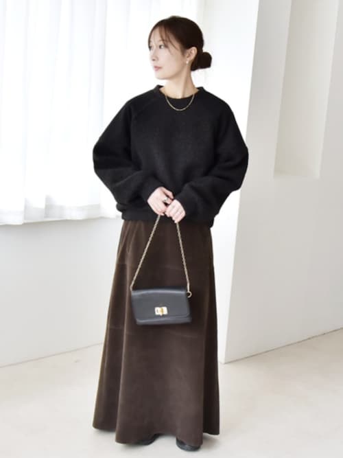 セール】quaranciel:〈洗濯機可能〉ポリエステル スエード フレア