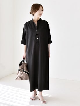 「バンドカラー」｜穂坂さん（レディース・156cm）の春コーディネート