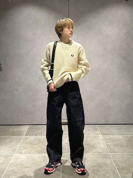 「FRED PERRY」｜山田さん（メンズ・162cm）の秋コーディネート