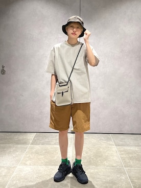 「TOMOE（トモエ）のアイテム」を使った、山田さん（メンズ・162cm）の夏コーディネート