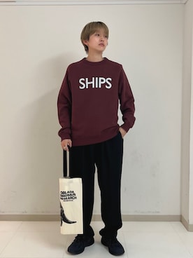 「SHIPS（シップス）のアイテム（スウェット）」を使った、山田さん（メンズ・162cm）の秋コーディネート