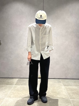 「アイテム（スウェットパンツ）」を使った、山田さん（メンズ・162cm）の夏コーディネート