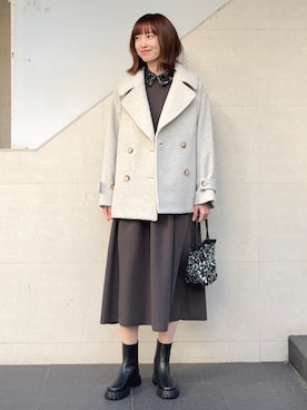 「アイテム（ピーコート）」を使った、kokoroさん（レディース・169cm）の冬コーディネート