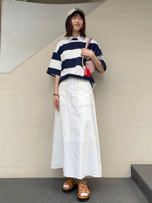 SHIPS any:〈洗濯機可能〉オックス ステッチ フレア ロング スカート