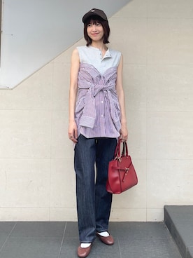 「くすみカラー」｜「アイテム（キャップ）」を使った、kokoroさん（レディース・169cm）の夏コーディネート