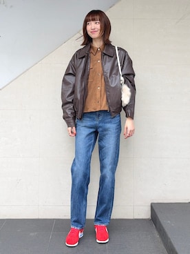 「アイテム（その他アウター、イエロー系）」を使った、kokoroさん（レディース・169cm）の秋コーディネート