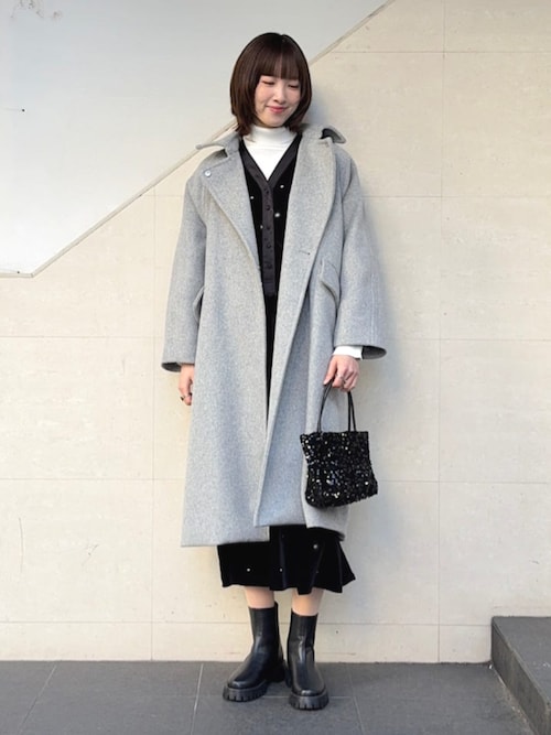 SHIPS any:〈手洗い可能〉ポリエステル ベロア 刺繍 タック フレア