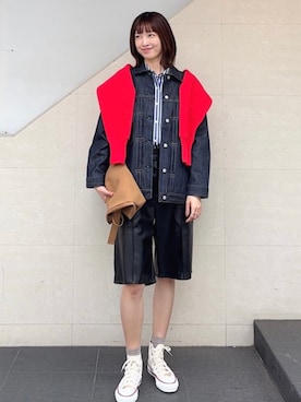 「シップス」｜「アイテム（デニムジャケット）」を使った、kokoroさん（レディース・169cm）の秋コーディネート
