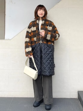 「アイテム（その他アウター、イエロー系）」を使った、kokoroさん（レディース・169cm）の秋コーディネート