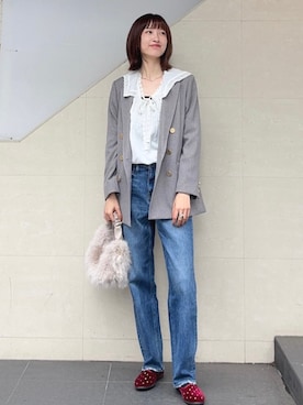 「アイテム（スリッポン）」を使った、kokoroさん（レディース・169cm）の秋コーディネート