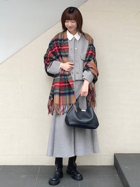 「アイテム（ノーカラージャケット）」を使った、kokoroさん（レディース・169cm）の秋コーディネート