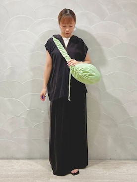 「アイテム（スカート、ブラウン系）」を使った、ayane nishiさん（レディース・155cm）の夏コーディネート
