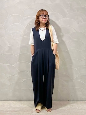 「旅行コーデ」｜「アイテム（オールインワン・サロペット）」を使った、ayane nishiさん（レディース・155cm）の夏コーディネート