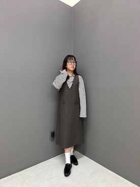 「URBAN RESEARCH ROSSO WOMEN（アーバンリサーチ　ロッソ）のアイテム（ジャンパースカート）」を使った、ayane nishiさん（レディース・155cm）の秋コーディネート
