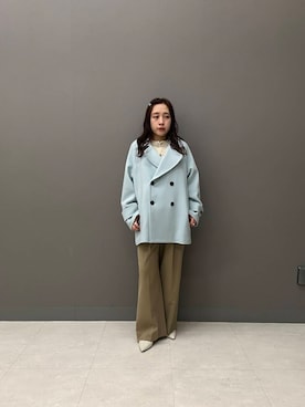 「URBAN RESEARCH（アーバンリサーチ）のアイテム（ピーコート）」を使った、ayane nishiさん（レディース・155cm）の冬コーディネート
