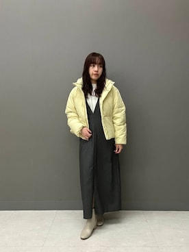 「冬の差し色コーデ」｜「アイテム（ワンピース/ドレス）」を使った、ayane nishiさん（レディース・155cm）の冬コーディネート