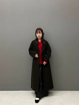 「アイテム（チェスターコート）」を使った、ayane nishiさん（レディース・155cm）の冬コーディネート