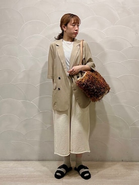 「半袖ジャケット」｜「アイテム（その他アウター）」を使った、ayane nishiさん（レディース・155cm）の夏コーディネート