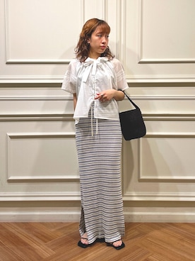 「ボーダースカート」｜ayane nishiさん（レディース・155cm）の夏コーディネート