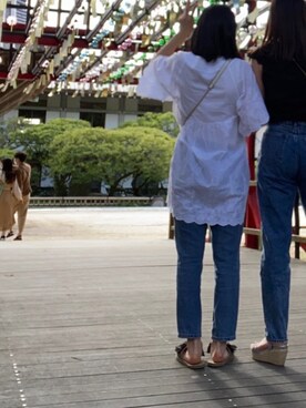 「H&M（エイチ・アンド・エム）のアイテム（かごバッグ）」を使った、mariさん（レディース・159cm）の夏コーディネート