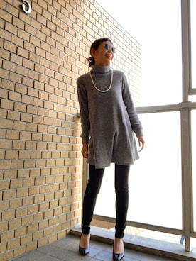 「UNIQLO（ユニクロ）のウルトラストレッチジーンズ（デニムパンツ）」を使った、saki*さん（レディース・163cm）の冬コーディネート