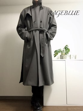 「RAGEBLUE（レイジブルー）のアイテム（チェスターコート）」を使った、ゅ ぅ  さん（メンズ・180cm）の冬コーディネート