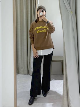 「GLOBAL WORK（グローバルワーク）のエアリュクスダウンフードブルゾン/495695（ダウンジャケット/コート）」を使った、サヤカサン🐬さん（レディース・165cm）の秋コーディネート