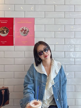 「GLOBAL WORK（グローバルワーク）の2WAYミニボストン/595750（ボストンバッグ、ブラック系）」を使った、サヤカサン🐬さん（レディース・165cm）の春コーディネート