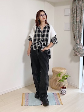 「GLOBAL WORK（グローバルワーク）のGOODデニムバギーパンツ/498388（デニムパンツ）」を使った、サヤカサン🐬さん（レディース・165cm）の秋コーディネート