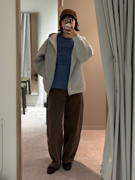 「UNIVERSAL OVERALL（ユニバーサルオーバーオール）のアイテム（帽子）」を使った、サヤカサン🐬さん（レディース・165cm）の冬コーディネート