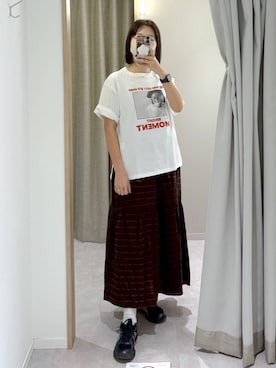 「GLOBAL WORK（グローバルワーク）の2WAYアソートチェックワンピ/636034（ワンピース、ブラウン系）」を使った、サヤカサン🐬さん（レディース・165cm）の春コーディネート