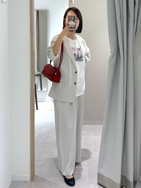 「GLOBAL WORK（グローバルワーク）のらくっション撥水バレエ/135873（バレエシューズ、ブラック系）」を使った、サヤカサン🐬さん（レディース・165cm）の春コーディネート