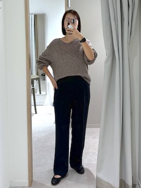 「GLOBAL WORK（グローバルワーク）のらくっション撥水バレエ/135873（バレエシューズ、ブラック系）」を使った、サヤカサン🐬さん（レディース・165cm）の春コーディネート