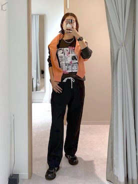 「GLOBAL WORK（グローバルワーク）のドライタッチVネックカーディガン長袖/634143（カーディガン/ボレロ、ピンク系）」を使った、サヤカサン🐬さん（レディース・165cm）の冬コーディネート