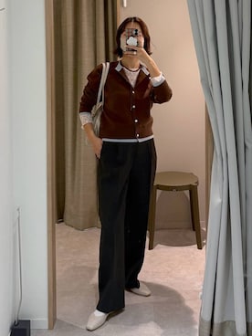 「GLOBAL WORK（グローバルワーク）のらくっション撥水フィットパンプス/135895（パンプス、ベージュ系）」を使った、サヤカサン🐬さん（レディース・165cm）の冬コーディネート