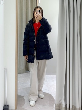 「アイテム（ダウンジャケット/コート、ブルー系）」を使った、サヤカサン🐬さん（レディース・165cm）の秋コーディネート