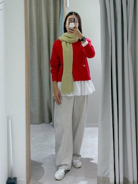 「アイテム（マフラー、グリーン系）」を使った、サヤカサン🐬さん（レディース・165cm）の秋コーディネート