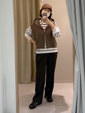 「UNIVERSAL OVERALL（ユニバーサルオーバーオール）のアイテム（帽子）」を使った、サヤカサン🐬さん（レディース・165cm）の冬コーディネート