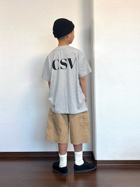 「LOWRYS FARM（ローリーズファーム）のＰＣショートＴＥＥ　683685（Tシャツ/カットソー、グレー系）」を使った、ryoooutaaaさん（キッズ・135cm）の秋コーディネート