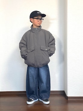 「アイテム（ダウンジャケット/コート）」を使った、ryoooutaaaさん（キッズ・129cm）の秋コーディネート