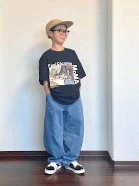 「GU（ジーユー）のアイテム」を使った、ryoooutaaaさん（キッズ・129cm）の夏コーディネート