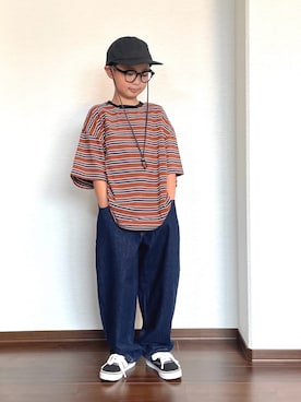 「アイテム（キャップ）」を使った、ryoooutaaaさん（キッズ・129cm）の夏コーディネート