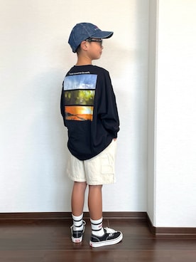 「ハーフパンツ」｜ryoooutaaaさん（キッズ・129cm）の秋コーディネート