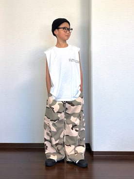「CIAOPANIC TYPY（チャオパニックティピー）のアイテム（パンツ）」を使った、ryoooutaaaさん（キッズ・135cm）の夏コーディネート
