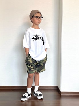 「Gramicci（グラミチ）のGramicci:SHELL G-SHORTS(140～150cm)（その他パンツ）」を使った、ryoooutaaaさん（キッズ・129cm）の夏コーディネート