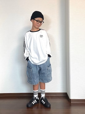 「アイテム（レッグウェア）」を使った、ryoooutaaaさん（キッズ・129cm）の秋コーディネート