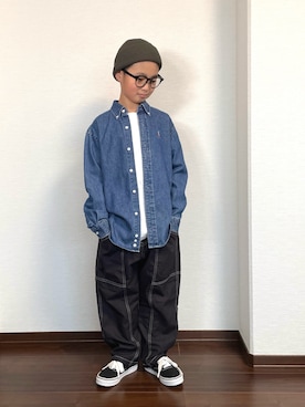 「アイテム（シャツ/ブラウス）」を使った、ryoooutaaaさん（キッズ・129cm）の秋コーディネート