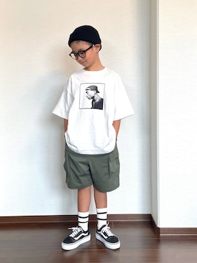 「アイテム（カーゴパンツ）」を使った、ryoooutaaaさん（キッズ・129cm）の夏コーディネート
